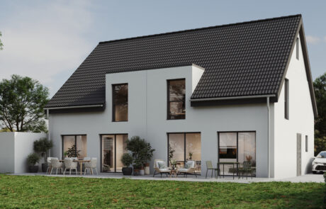 Haus 3D-Visualisierung Gartenseite